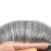 Healthlif Toupee For Men Soft Swiss Lace Hair Replacement System For Men Hairpieces Mens Toupee Human Hair Prosthesis Patch Units For Men7x9medium light density#1B80 1B# OFF BLACK+80% GREY view 3