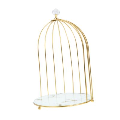 Angoily Bird Cage Shaped Desk Cosmetic Organizer Elegant Makeup Display Stand for Dressing Table Office Stylish Rack for Cosmetics Storage Unique Design
