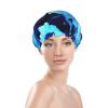Abstract Blue Print Shower Cap, Shower Cap for Women Reusable, Waterproof Bath Cap,Quick Drying Bath Hair Cap view 3
