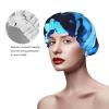 Abstract Blue Print Shower Cap, Shower Cap for Women Reusable, Waterproof Bath Cap,Quick Drying Bath Hair Cap view 4