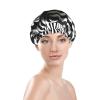 Black & White Stripe Print Shower Cap, Shower Cap for Women Reusable, Waterproof Bath Cap,Quick Drying Bath Hair Cap view 3