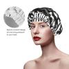 Black & White Stripe Print Shower Cap, Shower Cap for Women Reusable, Waterproof Bath Cap,Quick Drying Bath Hair Cap view 4