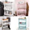 KOELAP Salon Beauty Trolley 3-Tier Rolling Utility Kitchen Service Cart Storage Shelves,Craft Carts for Home,Coffee Bar,Microwave Cooking Station,Storage,Office,Bathroom (Color : Pink) view 2