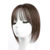 10x12cm Silk Base Topper with Bangs,Straight Clip in Hair French Hair for Thinning Hair Human Hair for Woman,25cm/10inch One Piece Three Clips for Hair Loss (Mocha brown,French bang) view 1