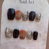 CHRISK Handmade Nail Wearing Amber Halo Dyeing Hand Painted Nail Beauty Whitening Detachable False Nail Sticker Short (Color : Handmade, Size : L) view 2