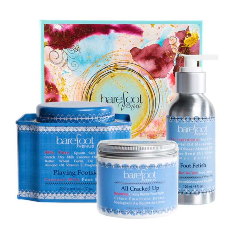 Barefoot Venus Foot Care Trio Gift Set for Silky Smooth Soles and Rejuvenated Feet: Footsie Soak (7 oz), Foot Balm (4.4 oz), Foot Lotion (4 oz)