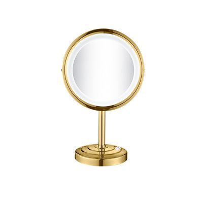 CBLdF 8In Desktop Single Sided Vanity Mirror LED Desktop Beauty Mirror Household Cosmetic Mirror White Light,Gold,3X