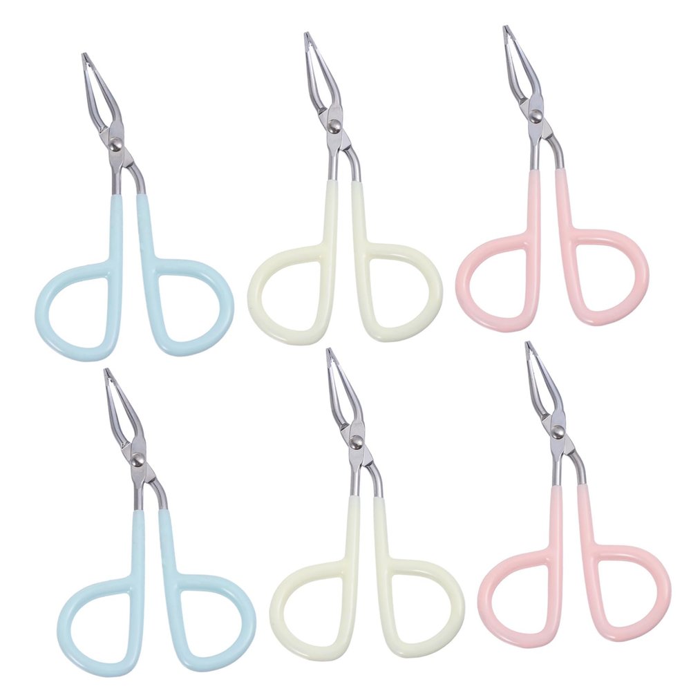 DOITOOL 6pcs Stainless Steel Eyebrow Tweezers Scissor Shape Design for Removal Makeup Tool Convenient for Daily Use Lightweight