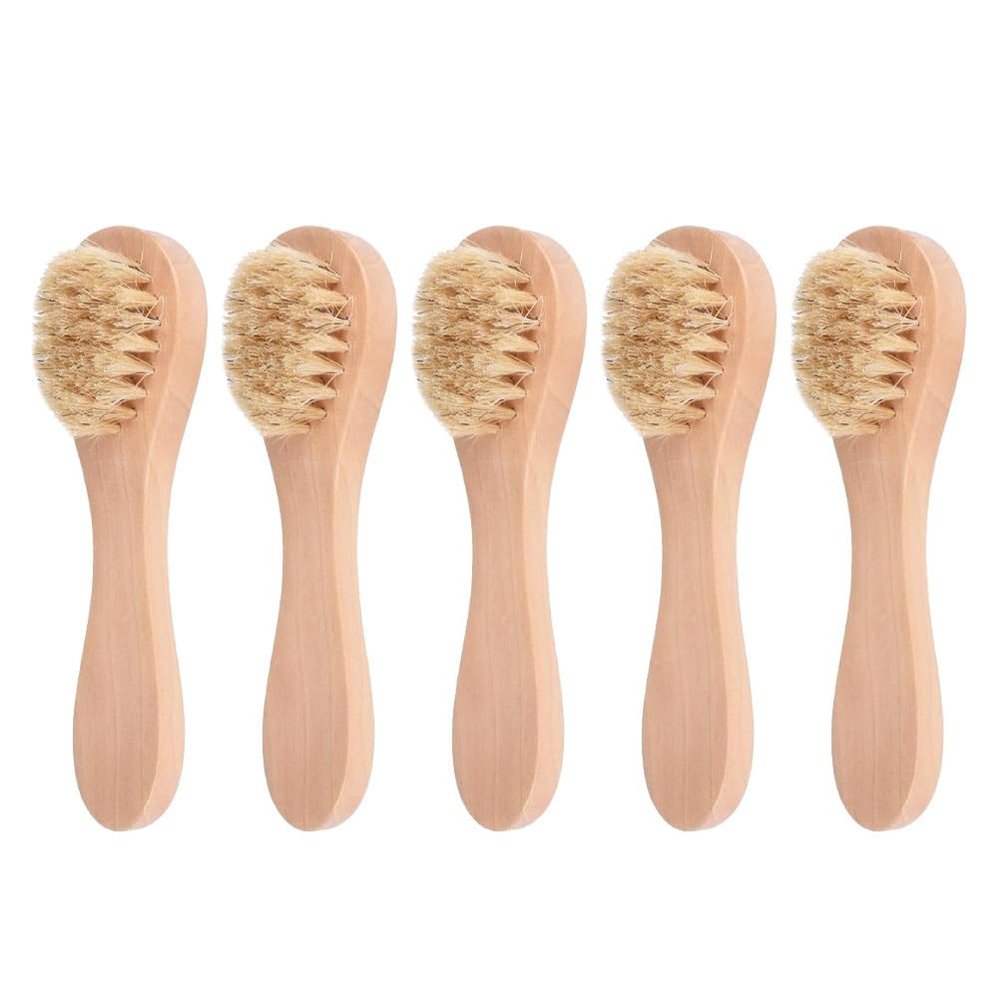 5Pcs Facial Cleansing Brush Manual Face Cleaning Tool with Natural Bristles for Gentle Exfoliation and Deep Pore Cleansing Skin Care Face Scrubber Exfoliator