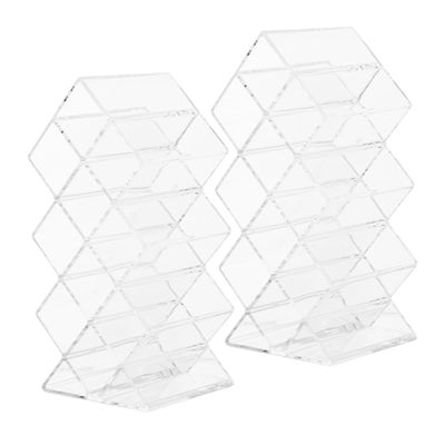 2Pcs Acrylic Lipstick Storage Organizer Clear Lip Gloss Holder Display Shelf Balm Stand Tint Storage Rack Desk stick Organizer Makeup Box Transparent Cosmetic