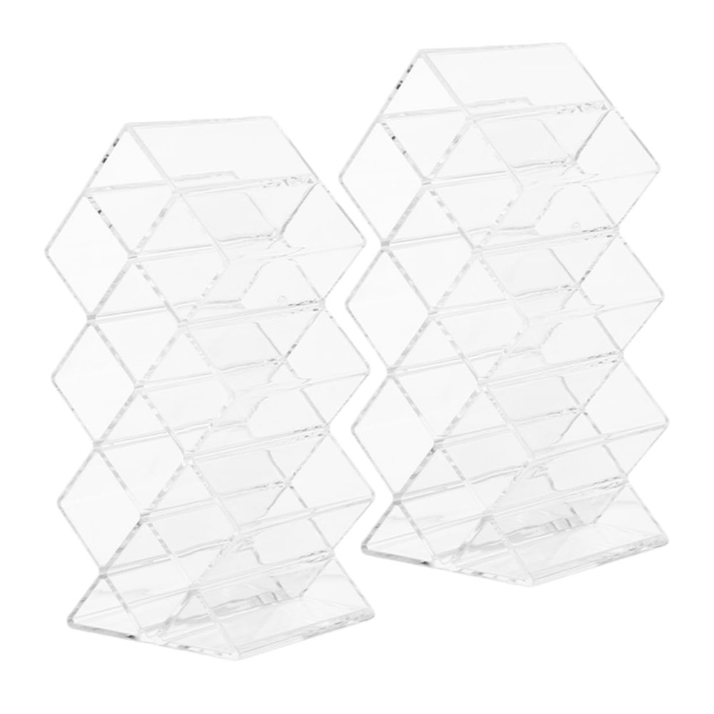 2Pcs Acrylic Lipstick Storage Organizer Clear Lip Gloss Holder Display Shelf Balm Stand Tint Storage Rack Desk stick Organizer Makeup Box Transparent Cosmetic