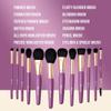 XO Glam 12Pcs Purple Passion Makeup Brush Set Premium Synthetic Blending Buffer Powder Eye Shading Eyeshadow Pencil Foundation Highlighter Cosmetics Brushes view 2