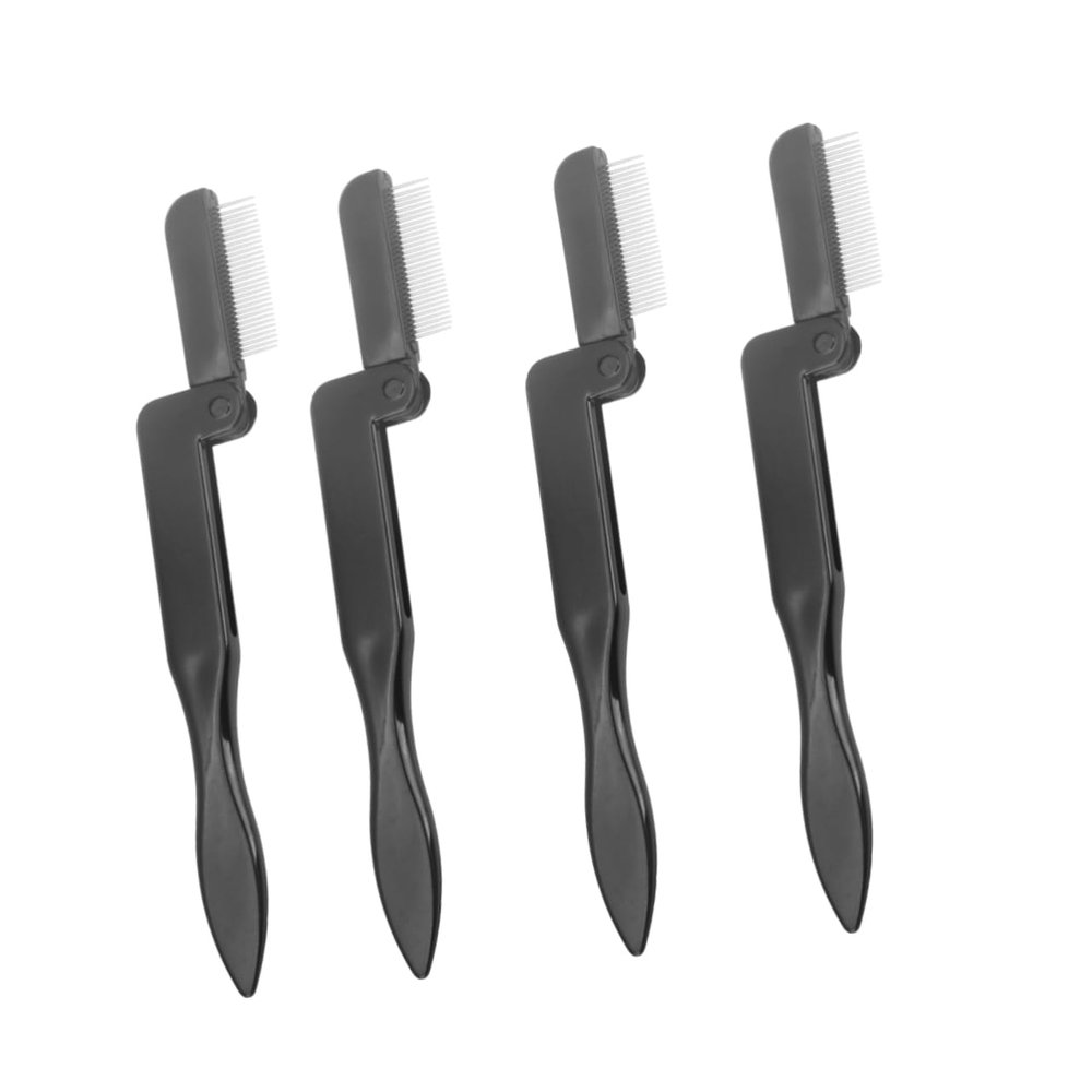 balacoo 4pcs Foldable Eyebrow Comb Stainless Steel Teeth Plastic Handle Travel-friendly Makeup Tool for Separated Brows Easy to Use