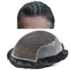 Toupee for Men Hair Replacement Systems Swiss Lace Front Mens Toupee Bleached Knot Natural Human Hair Piece (1B20# Off Black with 20% Synthetic Grey, 6x8"-120% Medium Light to Medium Density) view 1