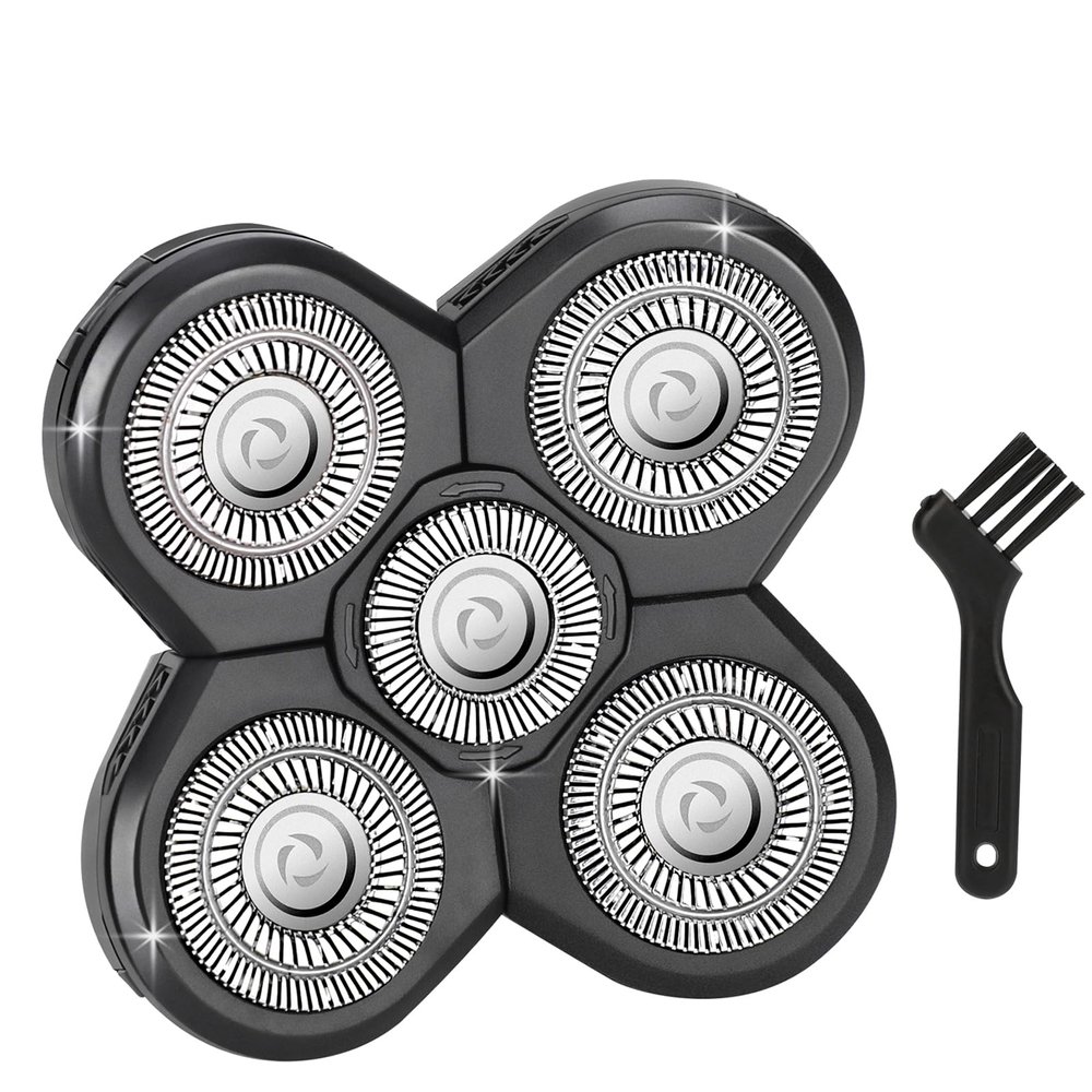 1 PCS Head Shaver Replacement Blades,Valentines Day Gifts for Him Mens Husband Dad - Birthday Gift Ideas for Dad, 5-Blade Shaver Heads for Bald and Face Hair with Cleaning Brush