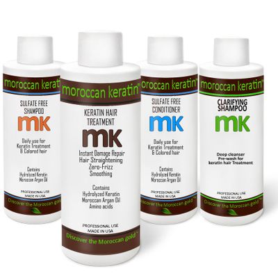 Moroccan Keratin Brazilian Keratin Hair Treatment blowout Straightening Product Professional Grade Natural Organic Looking Results at Home or Salon (4 Piece Set 120x4)