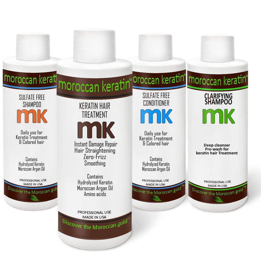 Moroccan Keratin Brazilian Keratin Hair Treatment blowout Straightening Product Professional Grade Natural Organic Looking Results at Home or Salon (4 Piece Set 120x4)