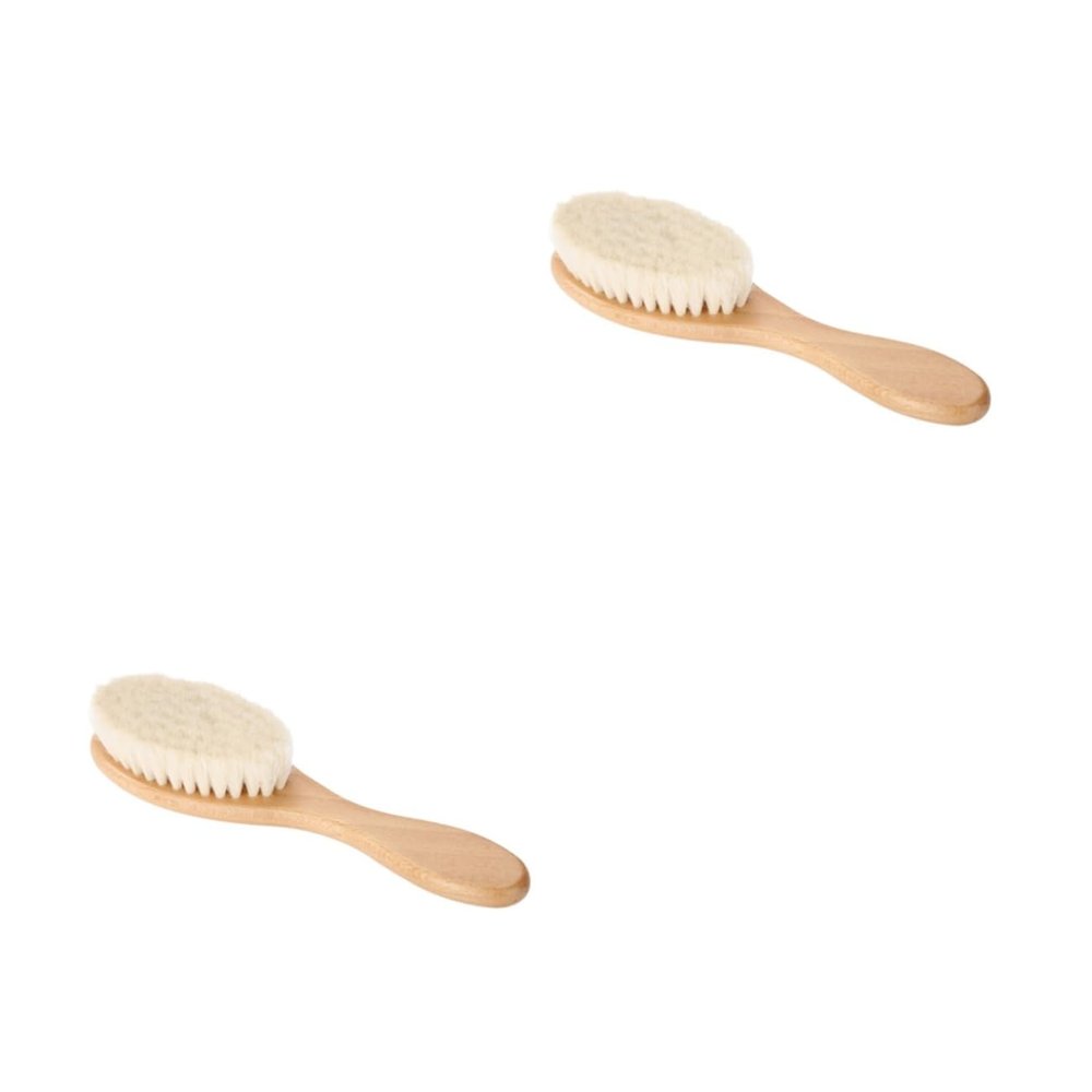 balacoo 2pcs Dense Wool Brush Curved Handle for Beard Care and Boys and Girls Bathing Natural Design for Grooming and Cleaning Soft and Comfortable Use