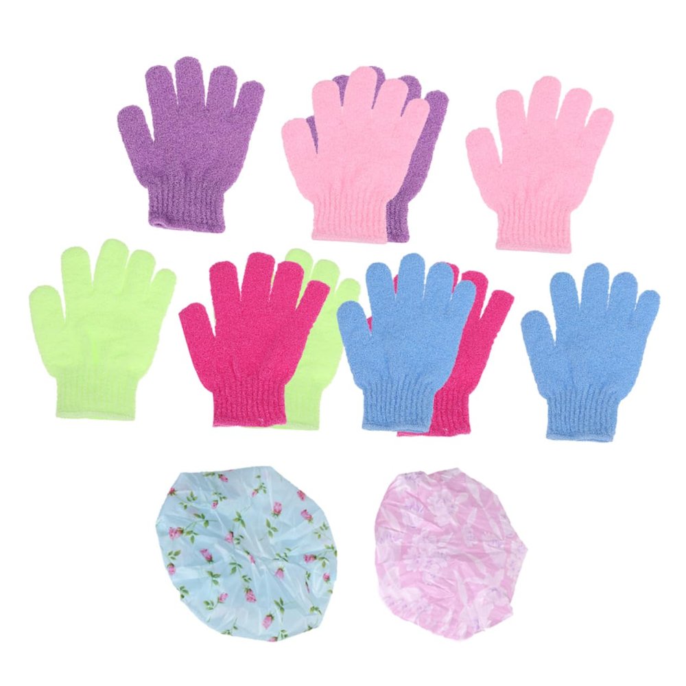 Balacoo 1 Set Gloves for Kids Shower Caps Kids Mittens Back Massage Glove Five Fingers Shower Gloves Protective Shower Hat Bath Gloves Lace Bath Cap Child Take a Bath