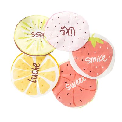Didiseaon 5pcs Cartoon Fruit Pattern Shower Cap for Adults Bathing Hat Elastic Band Includes Lemon Dragon Fruit Strawberry Watermelon Designs