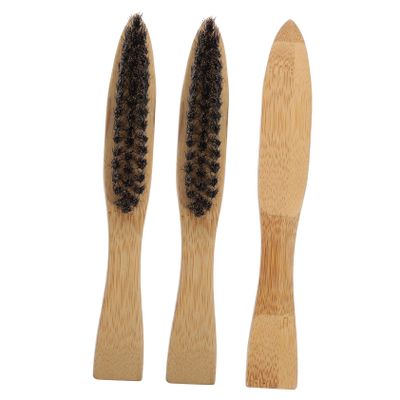 DOITOOL 3pcs Natural Boar Bristle Beard Brush Wooden Mustache Grooming Tools for Men Elastic and Gentle Bristles for Facial Hair Care Lightweight Long Handle for Daily Use