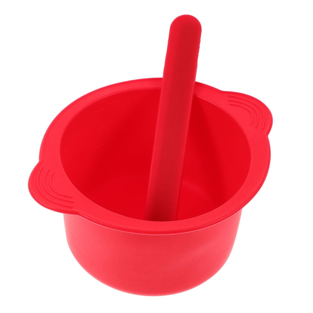 DOITOOL Silicone Wax Warmer Replacement Bowl High Temperature Resistant Waxing Bowl with Stirring Stick for Hair Removal Red and Salon Use