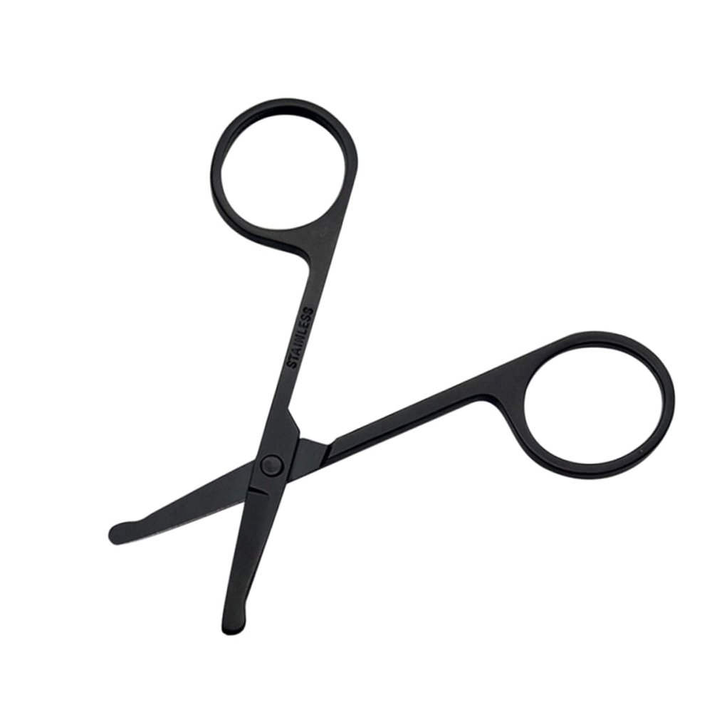 balacoo Safety Stainless Steel Vibrissa Nose Hair Trimmer Eyebrow Scissors Rounded Tips for Safe Use Black Design for Men Women Precision Trimming for Nose Eyebrows