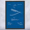 Framed Shaving Straight Razor Print, Barber Shop Decor, Barber Gift, Bathroom Wall Art, Shaving Gift, Fashion Decor Blueprint (13x19) view 1