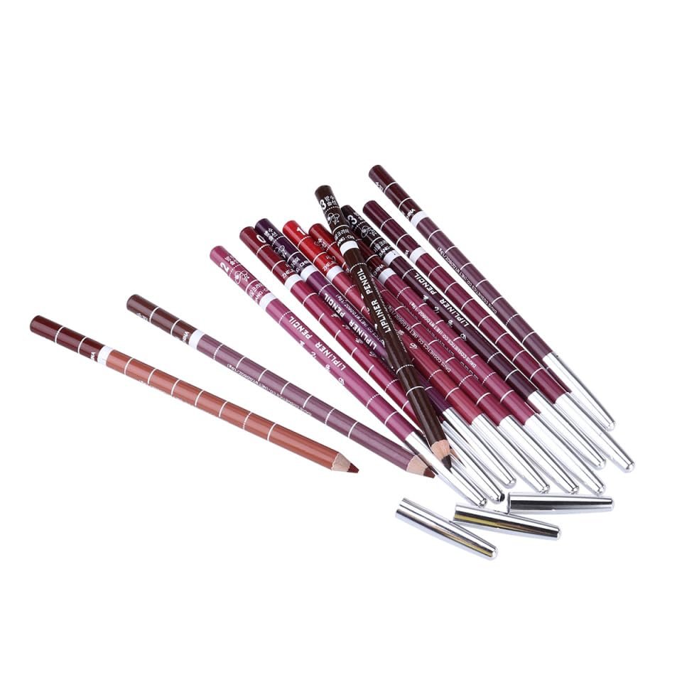 Beatifufu 12Pcs Lip Liner Set Waterproof Lipstick Pencil Kit for Women Professional Daily Makeup Lipliners