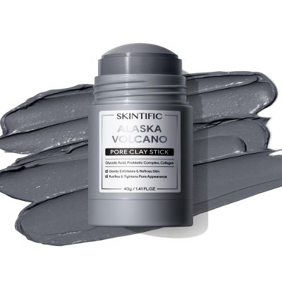 SKINTIFIC Deep Pore Cleansing Blackhead Remover Face Mask Stick, Mud Mask with Natural Alaska Volcano Clay, Gentle Exfoliating, Smoothing Skin, Non-Drying, Skincare Facial Mask