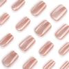 CEWEWP Brown Press-on Nails, 24pcs, Square Shape, Glossy, Cat Eye Holographic Design, Autumn-inspired Decoration view 2