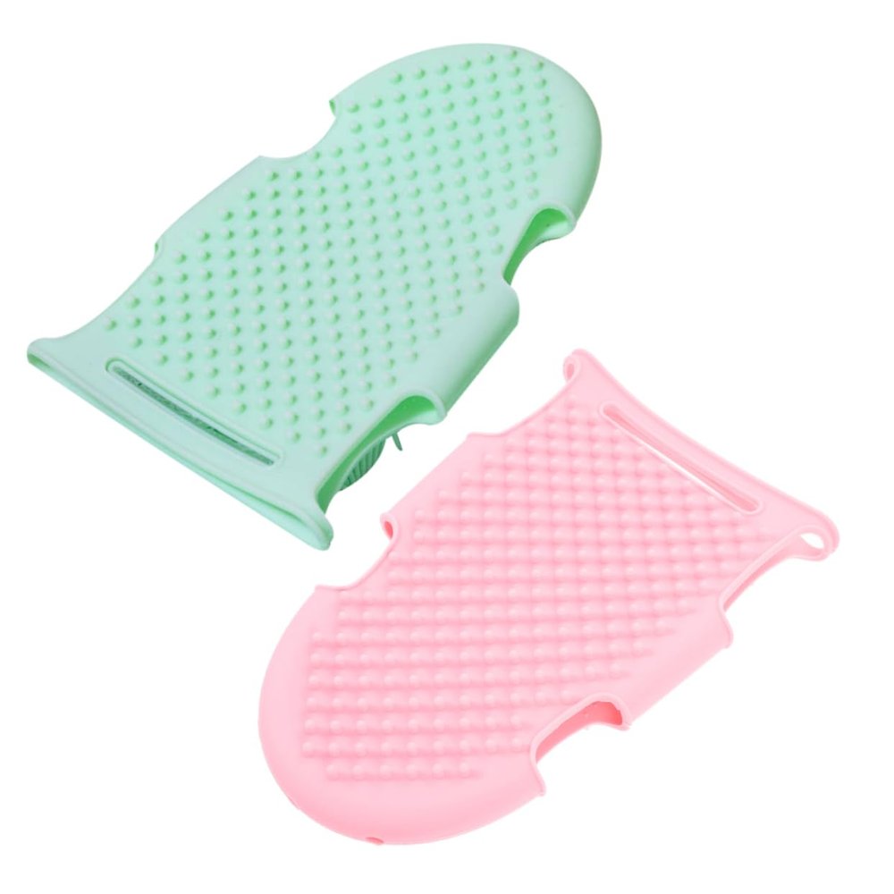 Angoily 2pcs Versatile Silicone Bathing Body Scrubber Exfoliating Loofahs for Adults and Boy Girl Gentle Skin Cleanser for All Body Parts Safe and Durable Material Pink Green