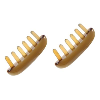 Beaupretty 2pcs Ox Horn Comb Scalp Massager Wide Teeth Gua Brush for Hair Smooth Edges Ergonomic Design