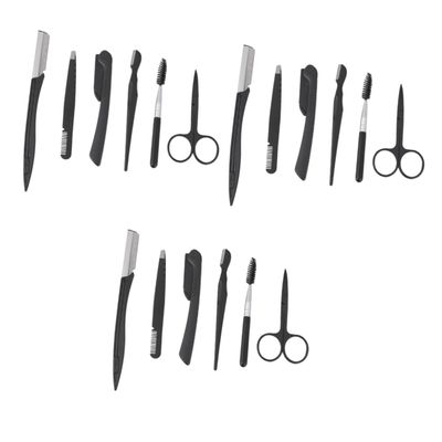 minkissy 18pcs Stainless Steel Eyebrow Razor Set Trimmer Comb Brush Shaper Portable Makeup Tools for Travel