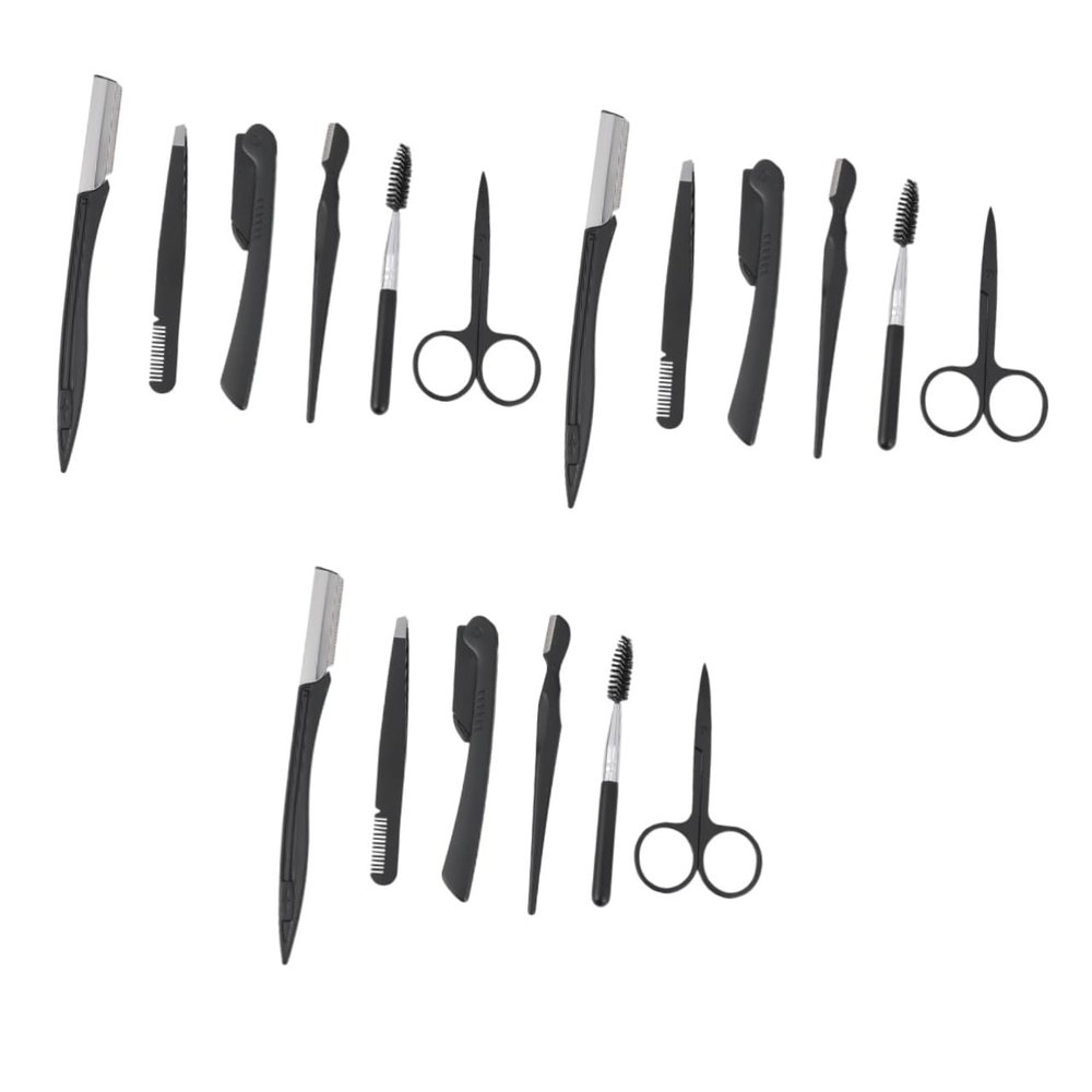 minkissy 18pcs Stainless Steel Eyebrow Razor Set Trimmer Comb Brush Shaper Portable Makeup Tools for Travel