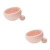 Beaupretty 2pcs Portable Silicone Makeup Brush Cleaner Bowl Pink Cosmetic Brush Cleaning Mat for Easy Deep Cleaning Salon Home Use view 1
