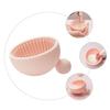 Beaupretty 2pcs Portable Silicone Makeup Brush Cleaner Bowl Pink Cosmetic Brush Cleaning Mat for Easy Deep Cleaning Salon Home Use view 2