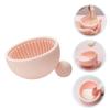 Beaupretty 2pcs Portable Silicone Makeup Brush Cleaner Bowl Pink Cosmetic Brush Cleaning Mat for Easy Deep Cleaning Salon Home Use view 3