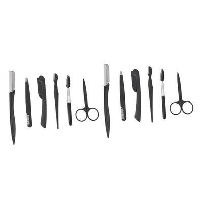 minkissy 12pcs Stainless Steel Eyebrow Set Foldable Scissors Comb Brush Portable Makeup Tools for Precise Trimming Shaping for Travel Everyday Use