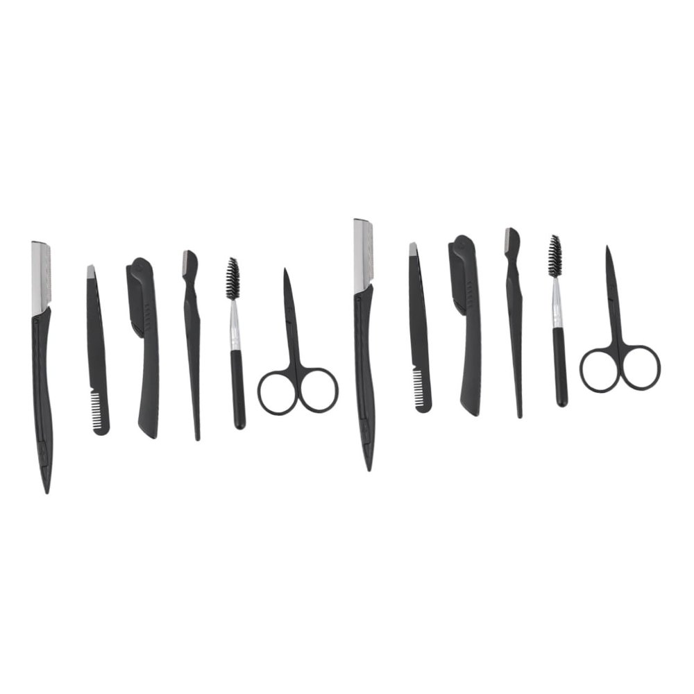 minkissy 12pcs Stainless Steel Eyebrow Set Foldable Scissors Comb Brush Portable Makeup Tools for Precise Trimming Shaping for Travel Everyday Use