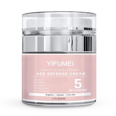 5 in 1 Age Defense Cream Collagen, Vitamin E, C and Nicotinamide Vitamin B Anti Aging Facial Cream - Restoring, Smoothing & Hydrating - Reduces Fine Lines, Wrinkles, Dehydrated Skin & More.