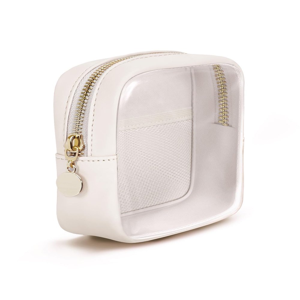 Wandering Nature Clear Makeup Bag for Purse Mini Make up Bag Cute Cosmetic Pouch for Women with Slip-in Pockets Travel Toiletry Essentials Vegan Leather Organizer Pouch,Patent Pending
