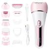 Epilator for Women, 6 in 1 Hair Removal Epilator, Shaver, Face Razor, Facial Brush, Face Massage and Body Exfoliator,IPX7 Waterproof Rechargeable Hair Removal for Women (Pink) view 1