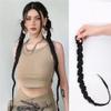 2ps Fashion Braids Long Hair Rubber bands Hair Extension Machine Made 60cm/24inch High Temperature Fiber for woman (Brown balck) view 1