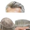 Mens Toupee Men Hair System All French Lace Mens Hairpiece Soft And Breathable Lace Toupee For Men Hair Replacement System For Men Human Hair 7"X9" #750 Very Light Brown+50% Gray-100% Density view 1