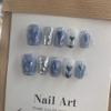 Cute Fake Nail Metal Short Style Halo Dyed Ice Transparent Finished Nail Beauty, Handmade Wearable Nail, Detachable (Color : A, Size : XS) view 2