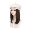 GUERNSEY Cap with Hair Attached for Women Wig Hat Women's Fashion Wig Hat Medium-Length Straight Hair Beret with Wig Adjustable Wig Hat Women's Wig with Hat (Color : A) view 1