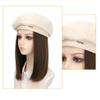 GUERNSEY Cap with Hair Attached for Women Wig Hat Women's Fashion Wig Hat Medium-Length Straight Hair Beret with Wig Adjustable Wig Hat Women's Wig with Hat (Color : A) view 4