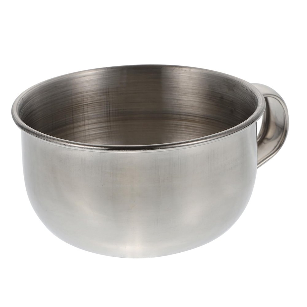 Didiseaon 3pcs Art Shaving Silver Bowl Men's Shaving Soap Bowl Bubble Brush Handle Stainless Steel for Men