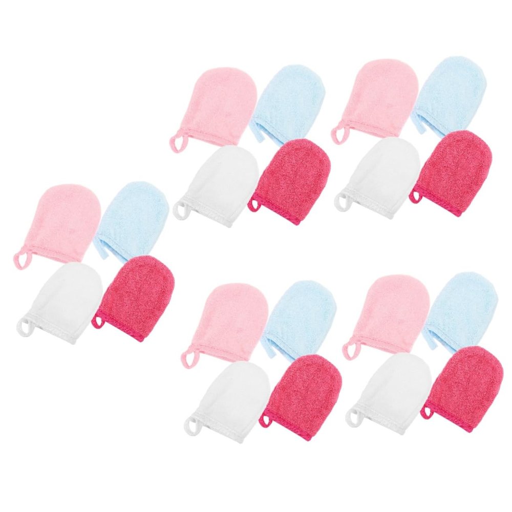 Didiseaon 20pcs Microfiber Gentle Cleanser Gloves Makeup Remover Mitts for Women Facial Cleaning Mitts Exfoliating Mask Facial Gloves
